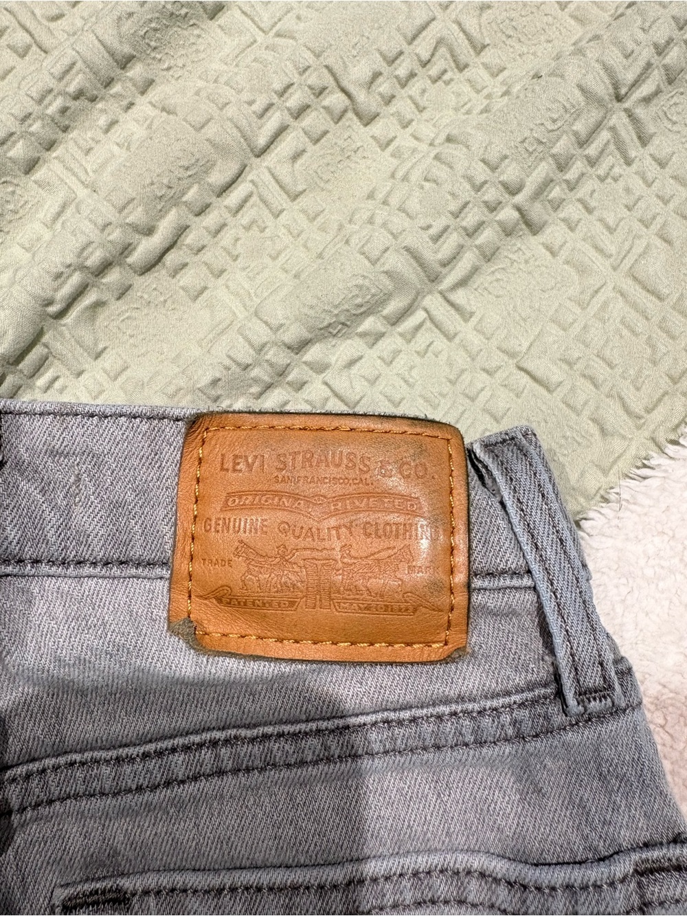 Levi's Light Gray Jeans with Brown Leather Patch